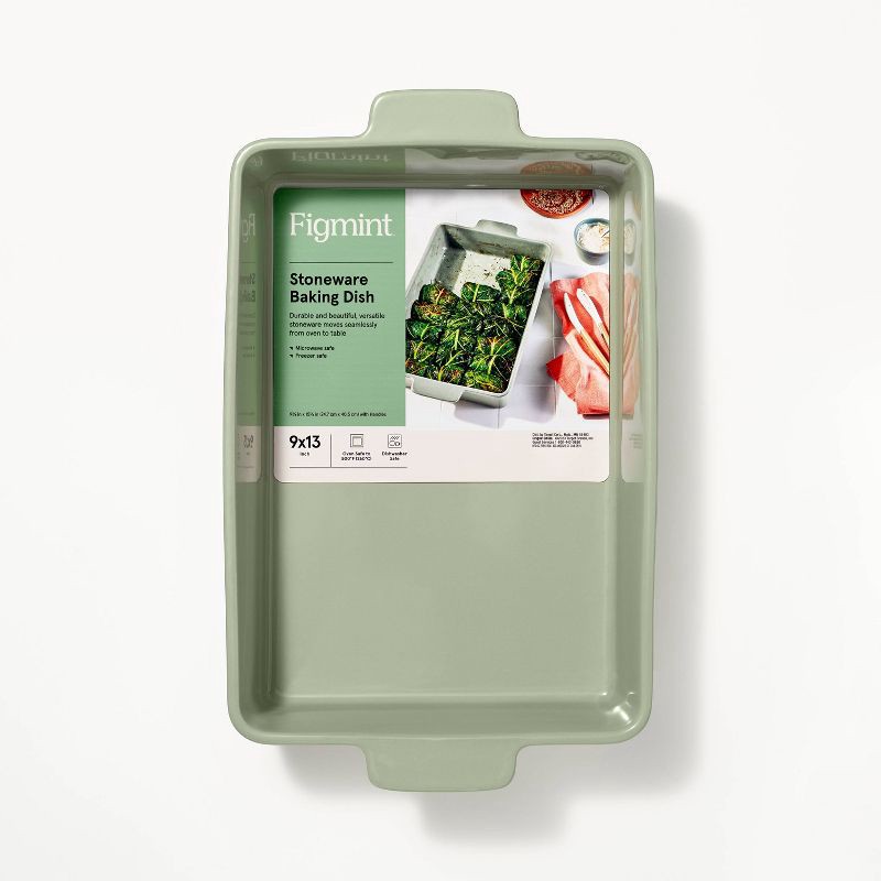 slide 5 of 6, 9"x13" Rectangle Stoneware Baking Dish Sage Green - Figmint™, 1 ct