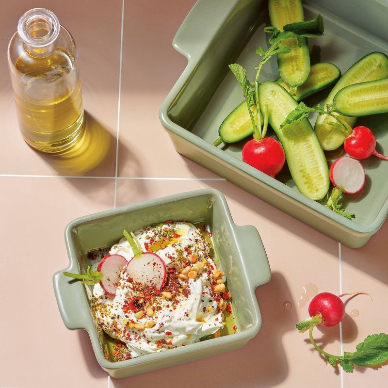 slide 2 of 6, 2pc Stoneware Square Baking Dish Set Sage Green - Figmint™: Figmint Kitchen Bakeware, Microwave & Oven Safe, 2 ct