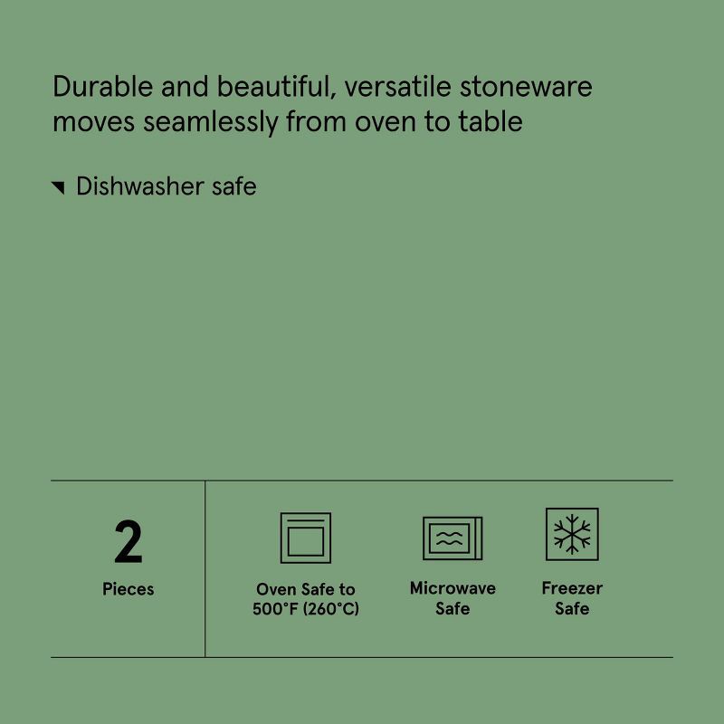 slide 6 of 6, 2pc Stoneware Rectangle Baking Dish Set Sage Green - Figmint™: Bakeware, Microwave & Oven Safe, Dishwasher Safe, 2 ct