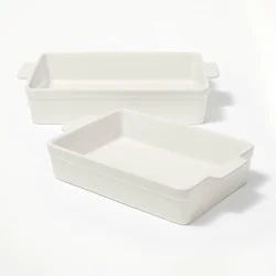 2pc Stoneware Rectangle Baking Dish Set Cream - Figmint™: Bakeware, Kitchen Essentials, Freezer & Microwave Safe