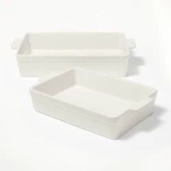 2pc Stoneware Rectangle Baking Dish Set Cream - Figmint™: Bakeware, Kitchen Essentials, Freezer & Microwave Safe