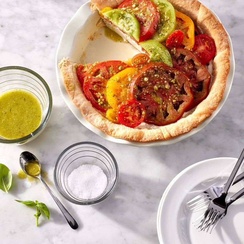 slide 2 of 6, 9" Round Stoneware Ruffle Pie Dish Cream - Figmint™, 1 ct