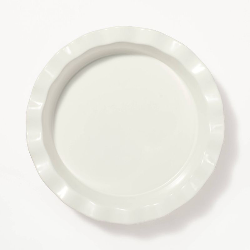 slide 3 of 6, 9" Round Stoneware Ruffle Pie Dish Cream - Figmint™, 1 ct