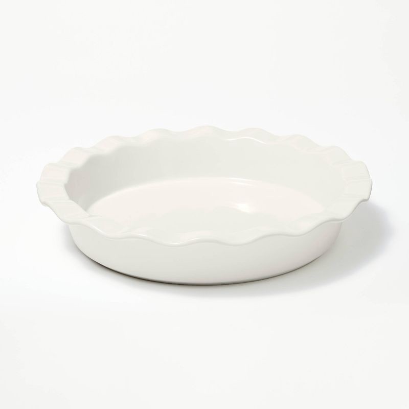 slide 1 of 6, 9" Round Stoneware Ruffle Pie Dish Cream - Figmint™, 1 ct
