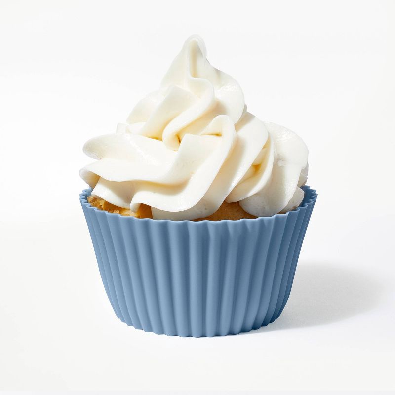 slide 3 of 4, 12ct Silicone Baking Cups Blue - Figmint™: Oven-Safe, Dishwasher & Microwave-Safe Cupcake Liners, 12 ct