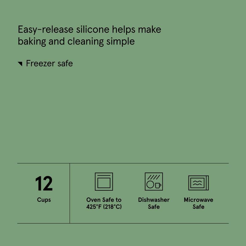 slide 4 of 4, 12ct Silicone Baking Cups Blue - Figmint™: Oven-Safe, Dishwasher & Microwave-Safe Cupcake Liners, 12 ct