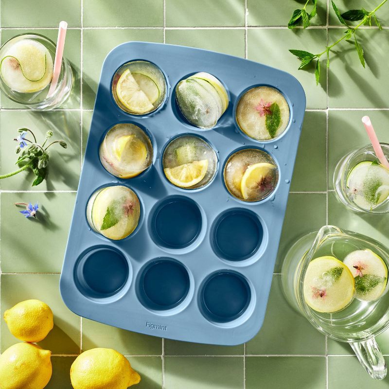 slide 2 of 4, 12ct Silicone Muffin Pan Blue - Figmint™:Oven & Dishwasher Safe, 10-Year Warranty, 12 ct