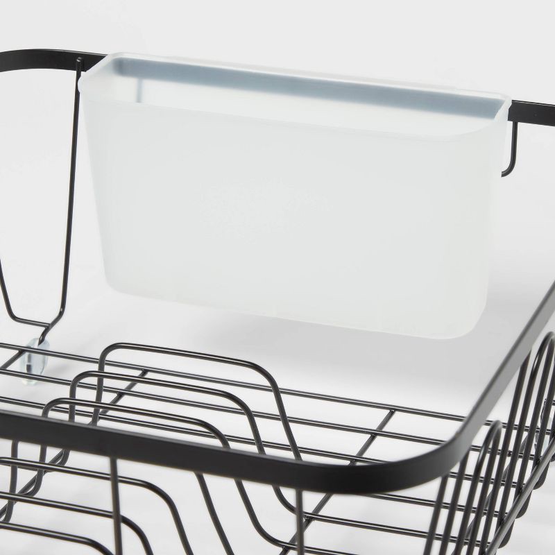 slide 3 of 3, Small Steel Dish Drainer Black - Brightroom™: Freestanding Dish Drying Rack with Utensil Holder, Powder-Coated Steel, 1 ct