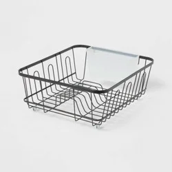 Small Steel Dish Drainer Black - Brightroom™: Freestanding Dish Drying Rack with Utensil Holder, Powder-Coated Steel