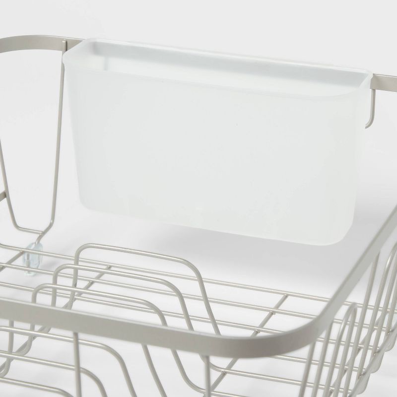 slide 3 of 3, Small Steel Dish Drainer Brushed Nickel - Brightroom™: Freestanding Dish Drying Rack with Utensil Holder, 1 ct