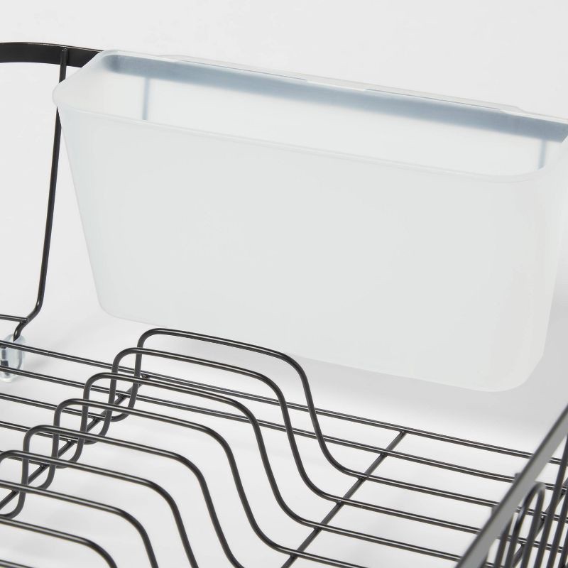 slide 3 of 3, Large Steel Dish Drainer Black - Brightroom™: Powder-Coated Freestanding Rack with Utensil Holder, 1 ct