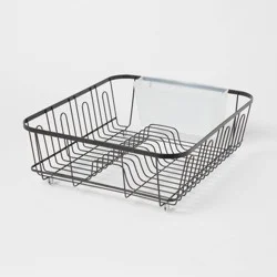 Large Steel Dish Drainer Black - Brightroom™: Powder-Coated Freestanding Rack with Utensil Holder