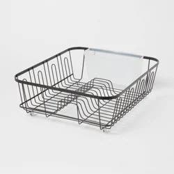 Large Steel Dish Drainer Black - Brightroom™: Powder-Coated Freestanding Rack with Utensil Holder
