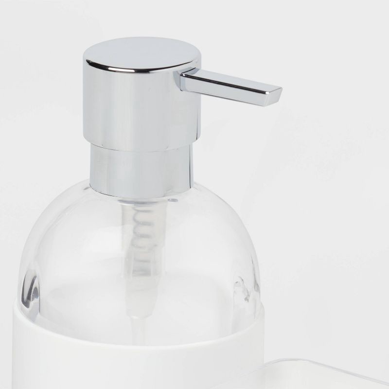 slide 4 of 4, Plastic Soap Pump with Silicone Holder with Caddy & Tray White - Brightroom™: Kitchen Soap Caddy Dispenser, 1 ct