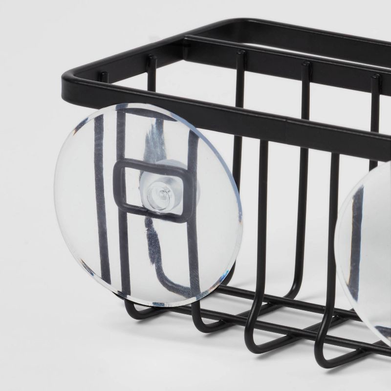 slide 3 of 3, Small Steel Suction Sink Caddy with Rag Holder Black - Brightroom™: Sponge Holder, Kitchen Storage, Matte Finish, 1 ct