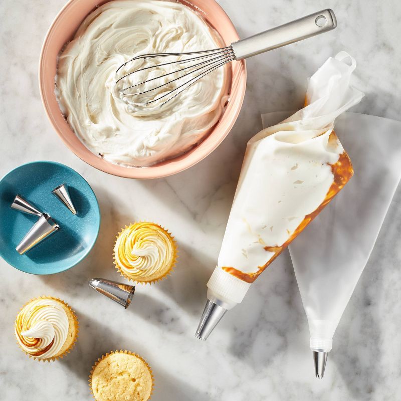 slide 2 of 4, 10pc Cake Decorating Set Clear - Figmint™: Piping & Icing Bag with Tips, Stainless Steel & Polypropylene, Hand Wash, 10 ct