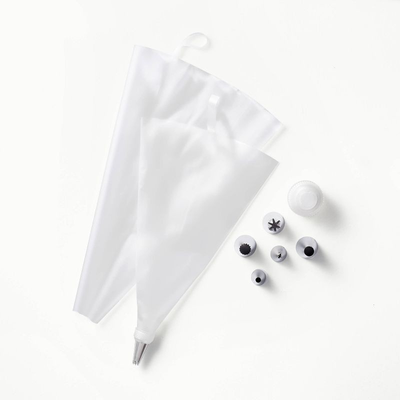 slide 1 of 4, 10pc Cake Decorating Set Clear - Figmint™: Piping & Icing Bag with Tips, Stainless Steel & Polypropylene, Hand Wash, 10 ct