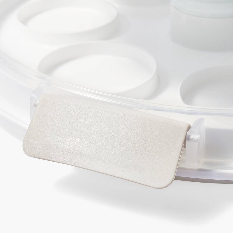 slide 4 of 6, Round Cake Carrier White/Clear - Figmint™: 23.5 Volume, Polypropylene, Hand Wash, Food Carrier, 3 Pieces, 3 ct