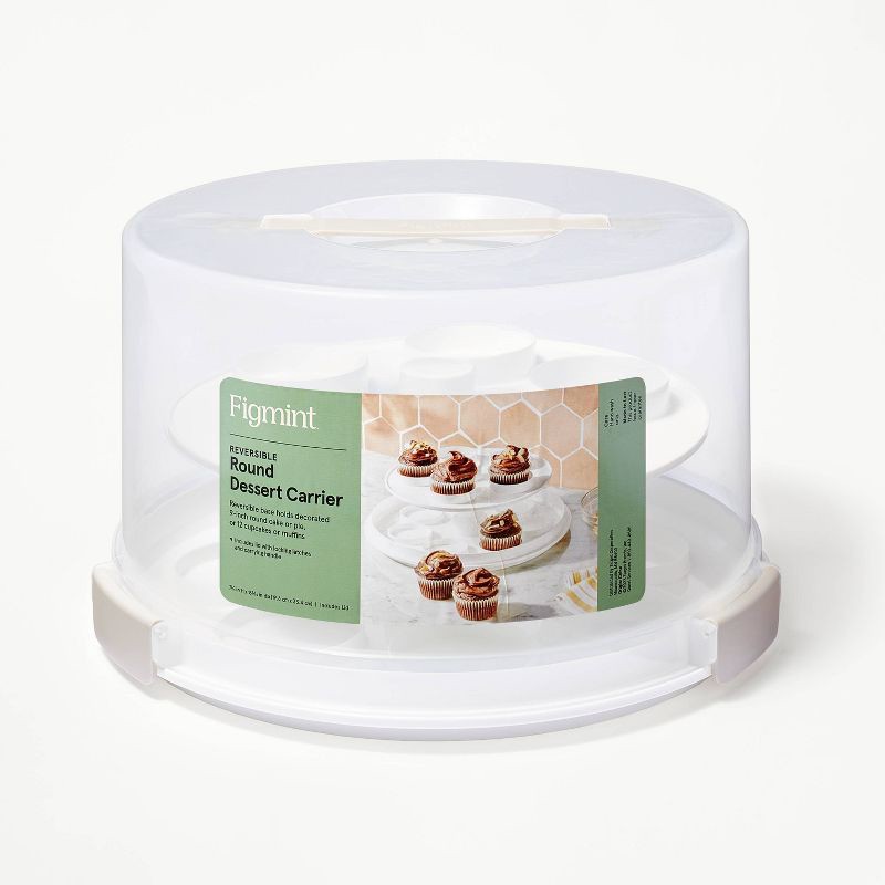 slide 5 of 6, Round Cake Carrier White/Clear - Figmint™: 23.5 Volume, Polypropylene, Hand Wash, Food Carrier, 3 Pieces, 3 ct