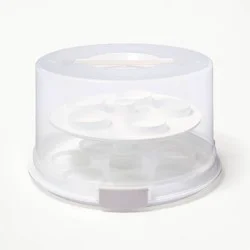 Round Cake Carrier White/Clear - Figmint™: 23.5 Volume, Polypropylene, Hand Wash, Food Carrier, 3 Pieces