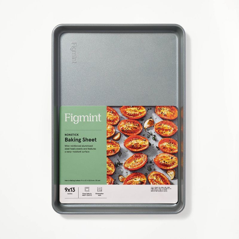 slide 4 of 5, 9"x13" Nonstick Aluminized Steel Small Cookie Sheet Gray - Figmint™: Baking Pan, Oven-Safe, Dishwasher-Safe, 1 ct