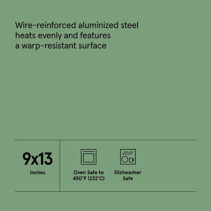 slide 5 of 5, 9"x13" Nonstick Aluminized Steel Small Cookie Sheet Gray - Figmint™: Baking Pan, Oven-Safe, Dishwasher-Safe, 1 ct