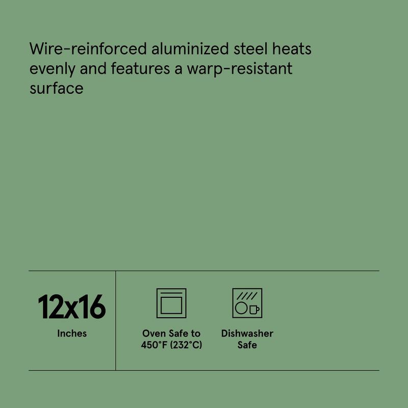 slide 5 of 5, 12"x16" Nonstick Aluminized Steel Baking Sheet Gray - Figmint™: Cookie Sheet, Oven-Safe, Dishwasher-Safe, 1 ct
