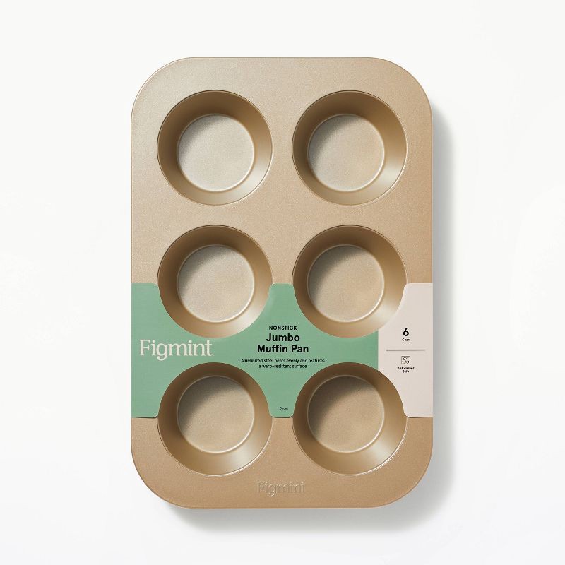 slide 4 of 5, 6ct Nonstick Aluminized Steel Jumbo Muffin Pan Gold - Figmint™, 6 ct