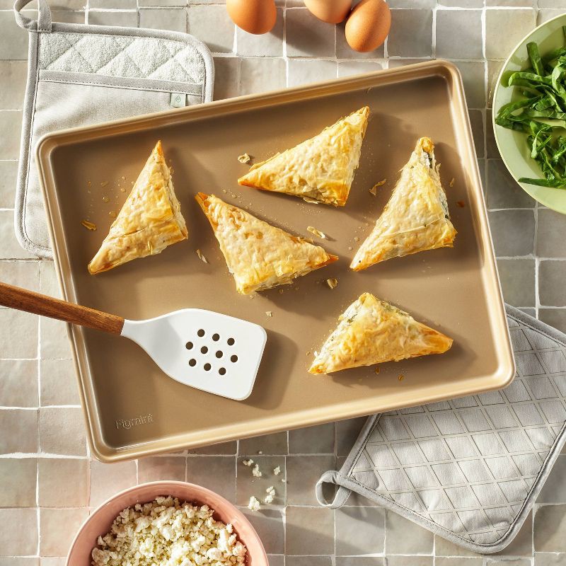 slide 2 of 4, 12"x16" Nonstick Aluminized Steel Baking Sheet Gold - Figmint™: Cookie Sheet, Oven Tray, Dishwasher & Oven-Safe, 1 ct