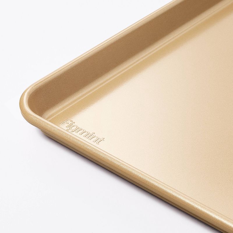 slide 3 of 5, 15"x21" Nonstick Aluminized Steel Baking Sheet Gold - Figmint™: Large Cookie Sheet, Oven & Dishwasher Safe, 1 ct