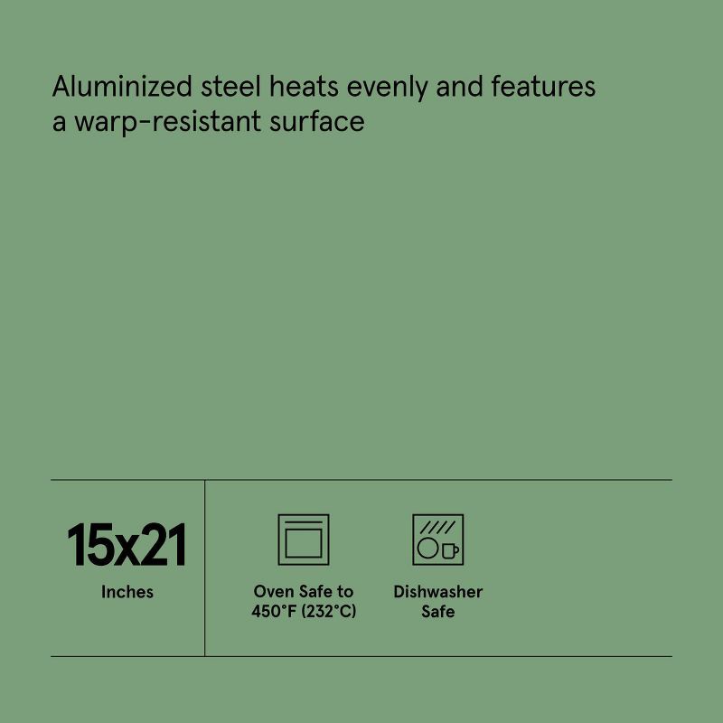 slide 5 of 5, 15"x21" Nonstick Aluminized Steel Baking Sheet Gold - Figmint™: Large Cookie Sheet, Oven & Dishwasher Safe, 1 ct