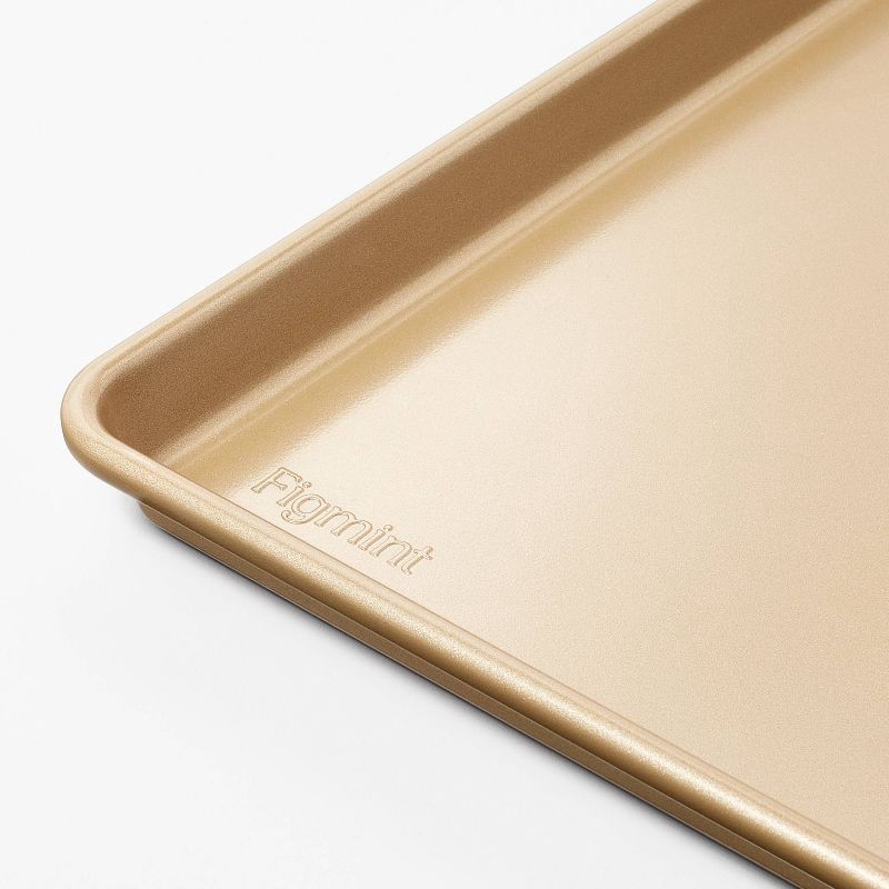 slide 3 of 3, 9"x13" Nonstick Aluminized Steel Small Cookie Sheet Gold - Figmint™: Baking Pan, Oven-Safe, Dishwasher-Safe, 1 ct