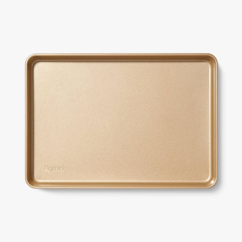 slide 1 of 3, 9"x13" Nonstick Aluminized Steel Small Cookie Sheet Gold - Figmint™: Baking Pan, Oven-Safe, Dishwasher-Safe, 1 ct