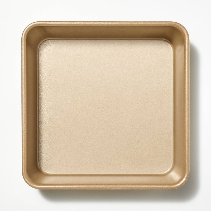 slide 3 of 6, 8" Nonstick Aluminized Steel Square Baking Pan Gold - Figmint™, 1 ct