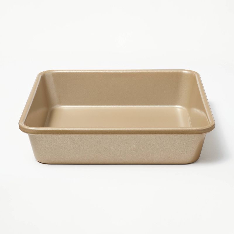 slide 1 of 6, 8" Nonstick Aluminized Steel Square Baking Pan Gold - Figmint™, 1 ct