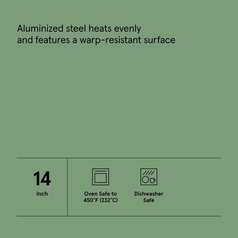 slide 5 of 5, Nonstick Aluminized Steel Pizza Pan Gold - Figmint™: Round Oven-Safe Tray, Dishwasher-Safe, 15" Diameter, 1 ct