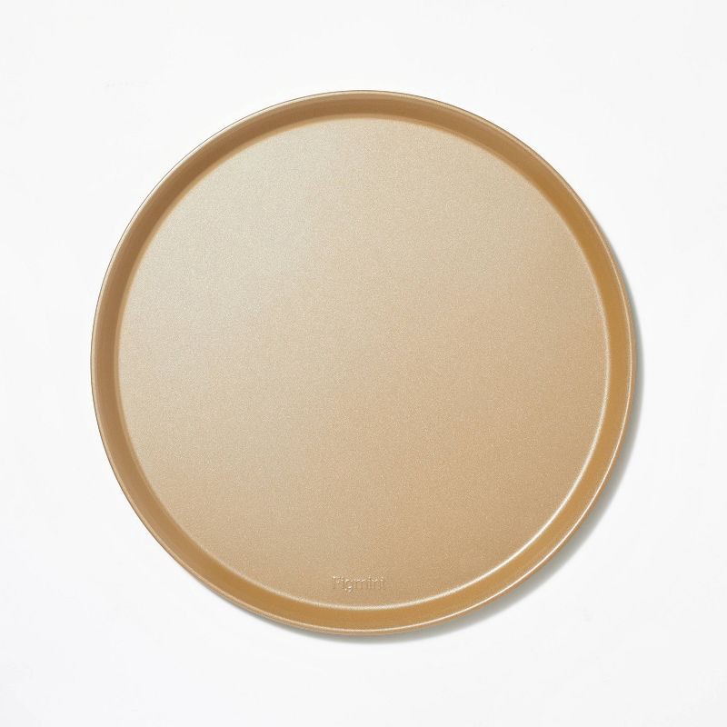 slide 1 of 5, Nonstick Aluminized Steel Pizza Pan Gold - Figmint™: Round Oven-Safe Tray, Dishwasher-Safe, 15" Diameter, 1 ct