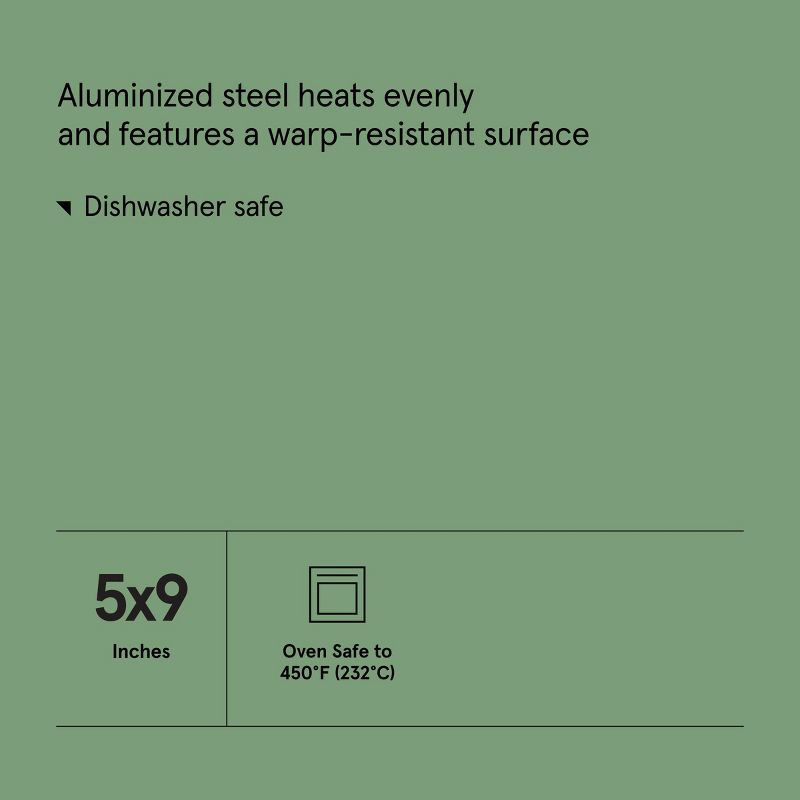 slide 6 of 6, 5"x9" Nonstick Aluminized Steel Loaf Pan Gold - Figmint™: Bread Loaf Pan, Dishwasher & Oven-Safe, PTFE-Free, 1 ct