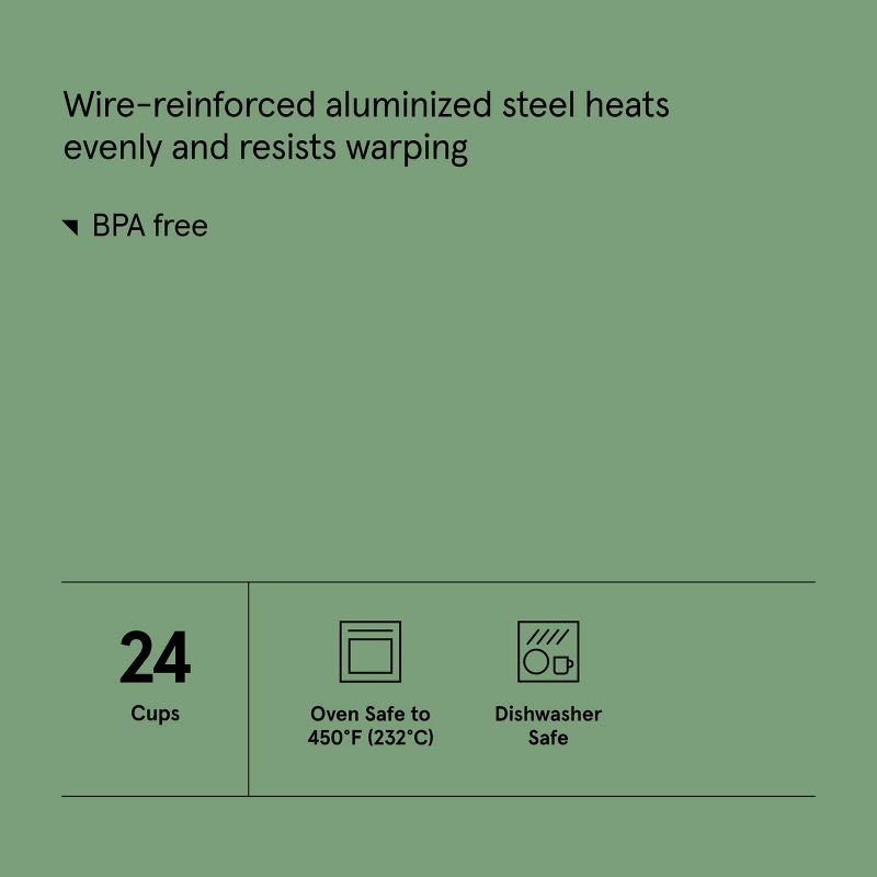 slide 4 of 4, 24ct Nonstick Aluminized Steel Mini Muffin Baking Pan Gold - Figmint™, 24 ct
