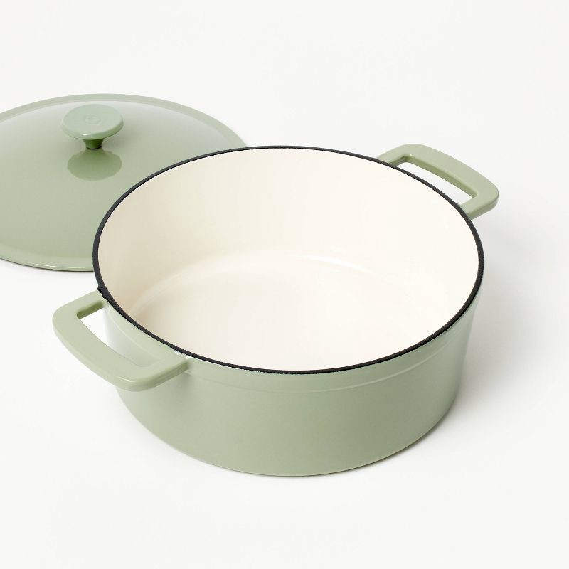 slide 3 of 8, 5.5qt Enamel Dutch Oven Sage Green - Figmint™, 5.5 qt