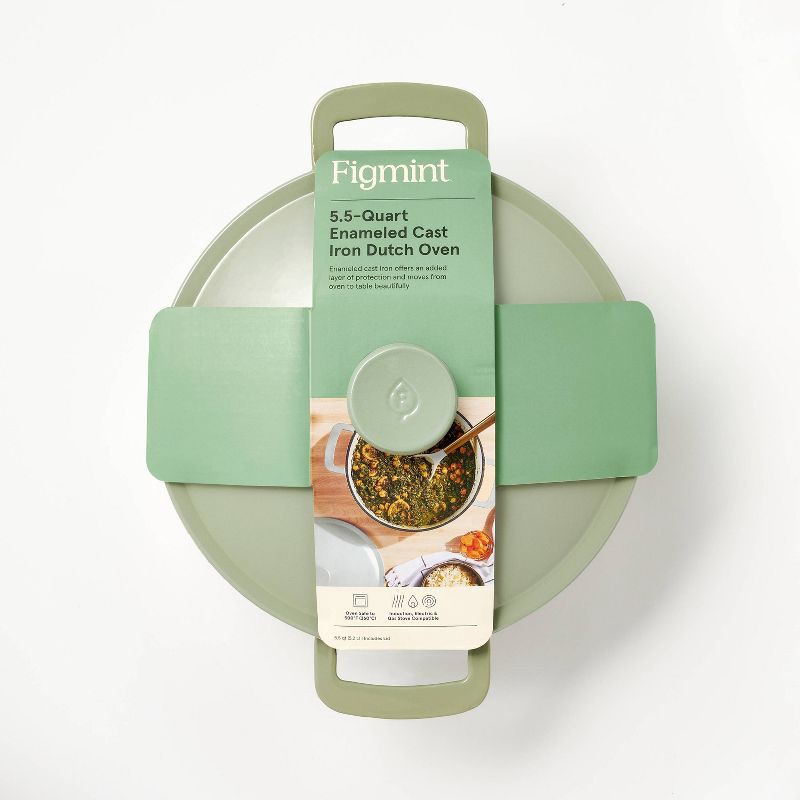 slide 6 of 8, 5.5qt Enamel Dutch Oven Sage Green - Figmint™, 5.5 qt