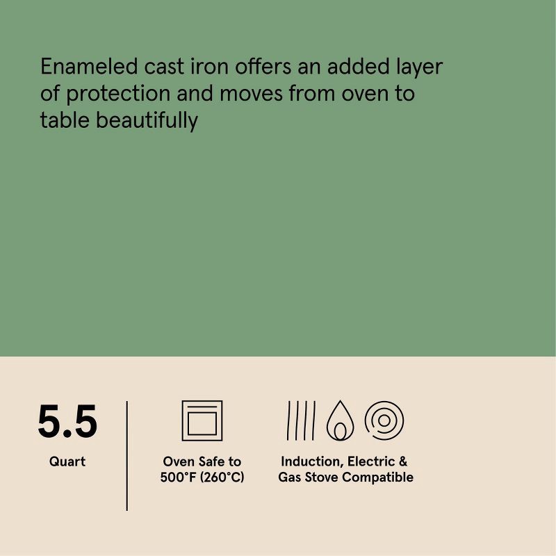 slide 7 of 8, 5.5qt Enamel Dutch Oven Sage Green - Figmint™, 5.5 qt