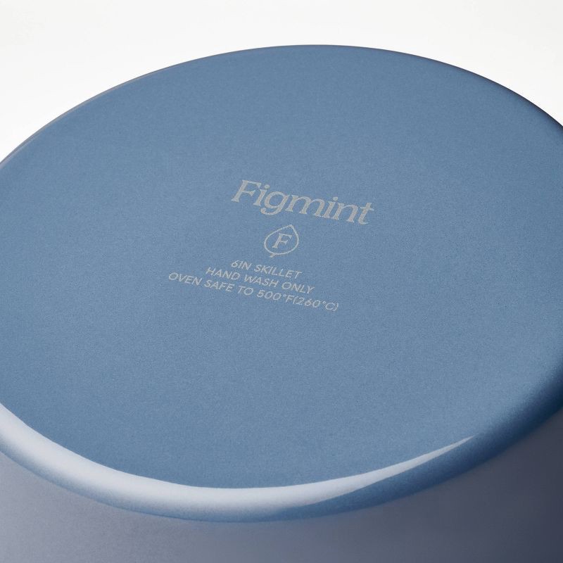 slide 4 of 5, 6" Enameled Cast Iron Skillet Blue - Figmint™: Even-Heating, Oven-Safe, Non-Stick, Hand Wash, 1.78 lbs, 1.78 lb