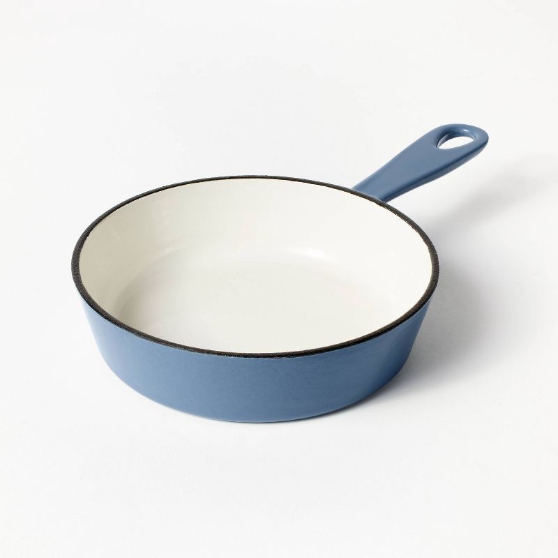 slide 1 of 5, 6" Enameled Cast Iron Skillet Blue - Figmint™: Even-Heating, Oven-Safe, Non-Stick, Hand Wash, 1.78 lbs, 1.78 lb