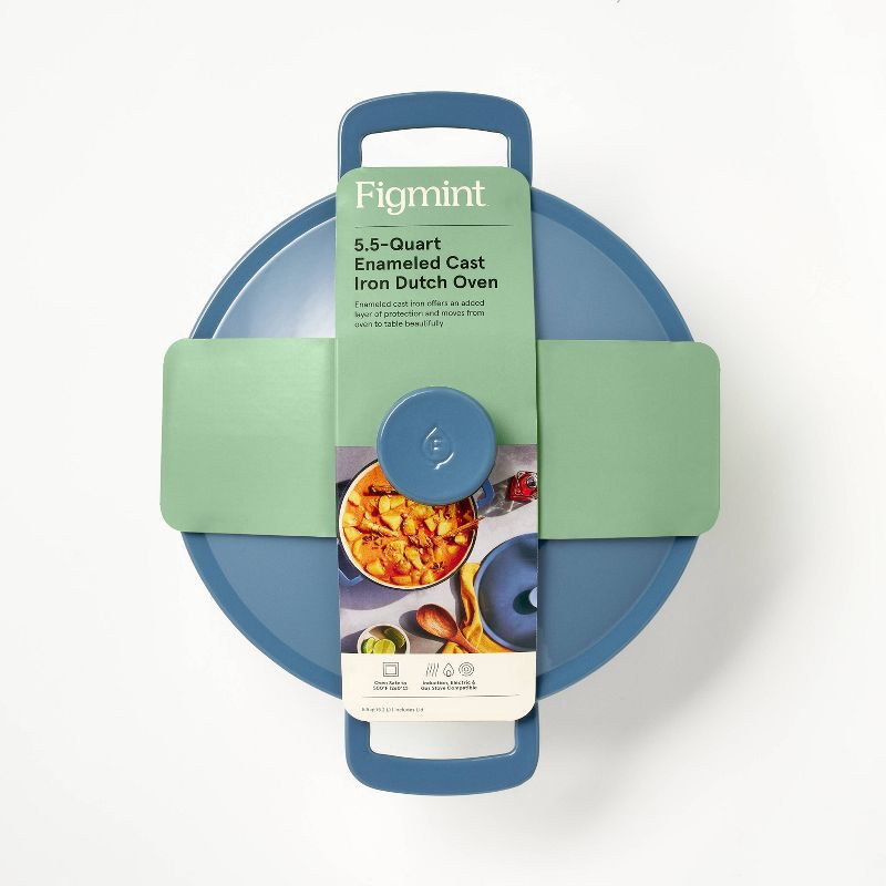 slide 5 of 7, 5.5qt Enamel Dutch Oven Blue - Figmint™, 5.5 qt