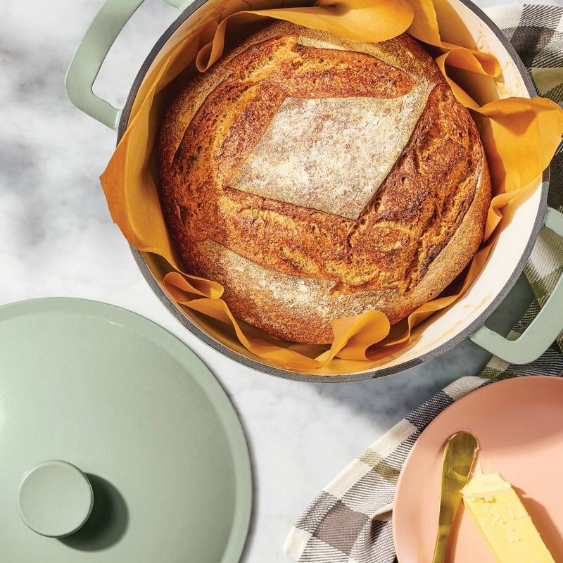 slide 2 of 6, 7.5qt Enamel Dutch Oven Sage Green - Figmint™, 7.5 qt