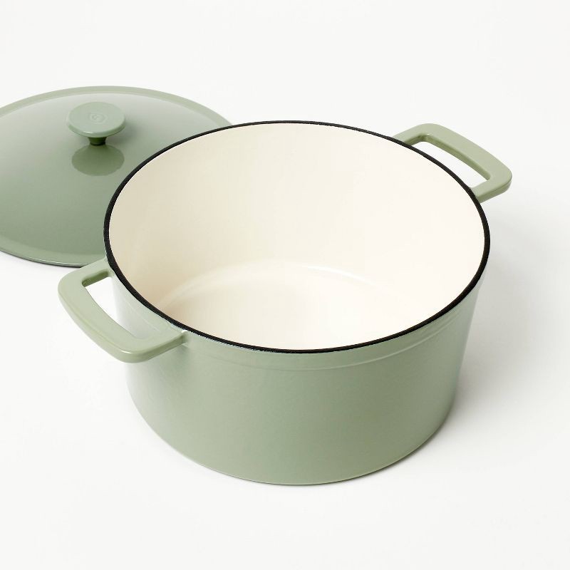slide 3 of 6, 7.5qt Enamel Dutch Oven Sage Green - Figmint™, 7.5 qt