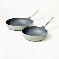 2pk (8" & 10") Nonstick Ceramic Coated Aluminum Frypan Set Sage Green - Figmint™