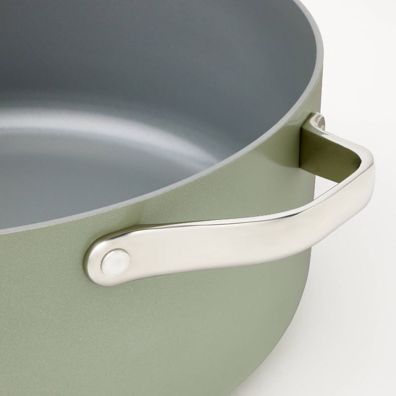 slide 4 of 6, 8qt Nonstick Ceramic Coated Aluminum Wide Stock Pot Sage Green - Figmint™, 8 qt