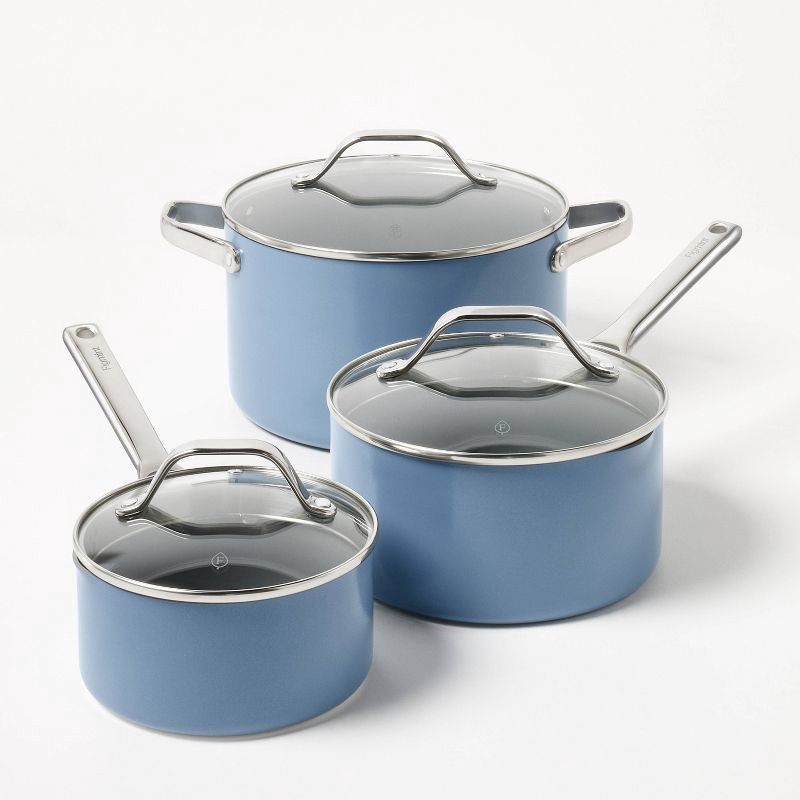 slide 4 of 9, 12pc Nonstick Ceramic Coated Aluminum Cookware Set Blue - Figmint™, 12 ct